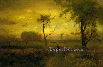 tonalism tonalist Painting - Sunrise Tonalist George Inness